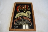 COLT FIREARMS ADVERTISING MIRROR WITH OAK FRAME
