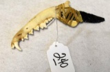 HANDMADE KNIFE WITH OBSIDIAN BLADE AND ANIMAL JAWBONE