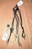 GROUPING OF 3 BOLO TIES AND ONE INLAID OLD PAWN RING