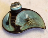 ART DECO POTTERY ASHTRAY WITH MATCHING LIGHTER