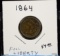 1864 Indian Head Cent Bronze Full Liberty