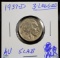 1937-D 3-Legged Buffalo Nickel AU