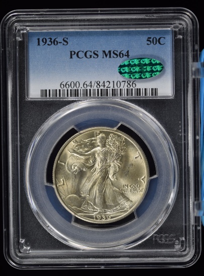 1936-S Walking Half Dollar PCGS MS-64 CAC