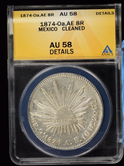 1874-O aAE 8R Mexico ANACS AU-58 Details