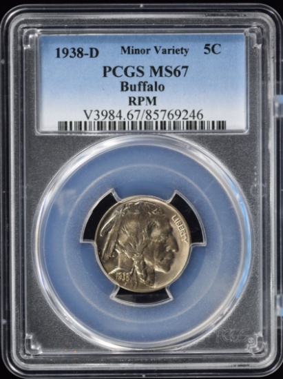 1938-D Buffalo Nickel PCGS MS-67 RPM Variety Appears D/D