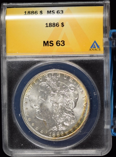 1886 Morgan Dollar ANACS MS-63 Nice Rim Tone