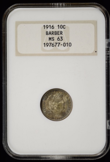 1916 Barber Dime NGC MS-63 Nice Patina