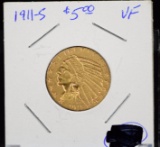 1911-S $5 Gold Indian VF