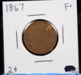 1867 Two Cent Piece Fine