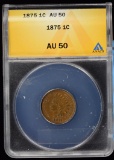 1875 Indian Head Cent ANACS AU-50