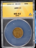 1899 Indian Head Cent ANACS MS-63 BRN