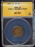 1860 Indian Head Cent ANACS AU-53 Type2 Rounded Bust