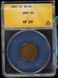 1867 Indian Head Cent ANACS VF-20