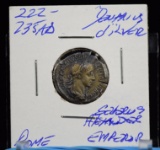 222-235 AD Silver Denarius Emperor Serverus Alexander Rome