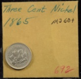 1865 Three Cent UNC  Plus