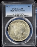 1921 Peace Dollar PCGS AU-58 High Relief