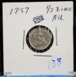 1857 Seated Half Dime AU