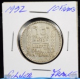 1932 Silver 10 Francs France Lite Tone