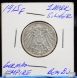 1915 F Silver Mark German Empire GEM BU