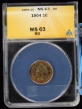1904 Indian Head Cent ANACS MS-63 Red Brown