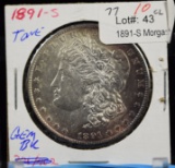 1891-S Morgan Dollar GEM BU Tone Rim