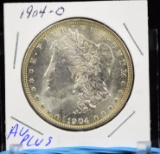 1904-O Morgan Dollar AU Plus Golden Rim Tone