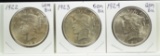 1922,23 & 24 Peace Silver Dollars GEM BU