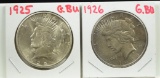 1925 & 1926 Peace Silver Dollars GEM BU