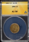 1862 Indian Head Cent ANACS AU-58