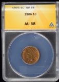 1906 Indian Head Cent ANACS AU-58