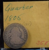 1805 Draped Bust Quarter Good Plus Obverse Scratches