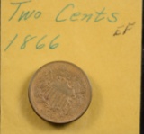 1866 Two Cent Piece Extremely Fine