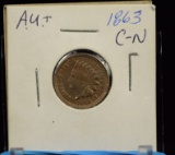 1863 Indian Head Cent AU Plus