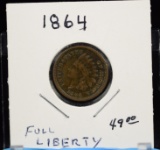 1864 Indian Head Cent Bronze Full Liberty