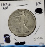 1917-D Walking Half Dollar REV VF PLUS