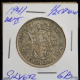 1941 Silver 1/2 Crown GB Lustrous WWII Isssue