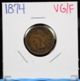 1874 Indian Head Cent VG Fine