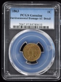 1863 Indian Head Cent AU PCGS Details