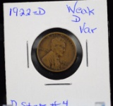 1922-D Weak Lincoln Cent D State #4