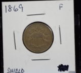 1869 Shield Nickel Fine Plus