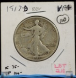 1917-D Walking Half Dollar OBV VF PLUS