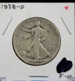 1938-D Walking Half Dollar F PLUS