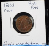 1863 Civil War Token NICE UNC