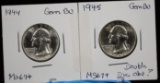 1944,45,46 Washington Quarters  GEM BU