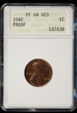 1942 Lincoln Cent ANACS Proof 64 Red