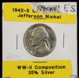 1942-S Jefferson War Nickel With Steps GEM BU