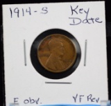 1914-S Lincoln Cent  F OBV VF REV KEY DATE