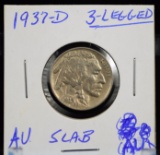 1937-D 3-Legged Buffalo Nickel AU