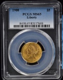 1908 $5 Gold Liberty Half Eagle PCGS MS-65 GEM