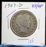 1907-D Barber Half Dollar XF/VF